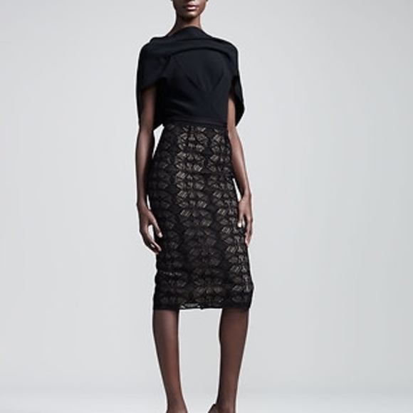 Roland Mouret Dresses & Skirts - R'13 ICONIC ROLAND MOURET AVALON black/beige cotton blend/lace draped dress 4